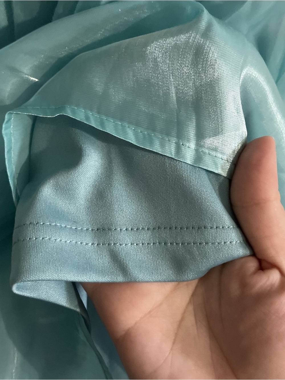 Lulus Thriving Darling Tiered Mini Dress Mermaidcore‎ Sleeveless Shiny Teal L - Picture 7 of 9